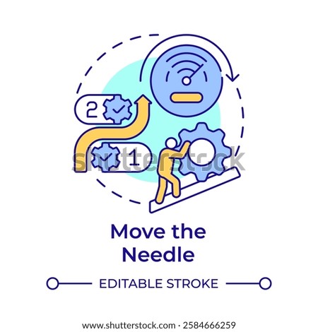 Move the needle multi color concept icon. Business performance, progress. Workflow, management. Round shape line illustration. Abstract idea. Graphic design. Easy to use in infographic