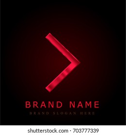 Move to the next page symbol red chromium metallic logo