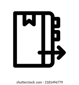 Move notebook icon in black outline style