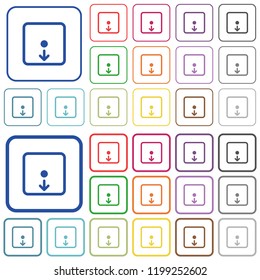 Move object down color flat icons in rounded square frames. Thin and thick versions included.