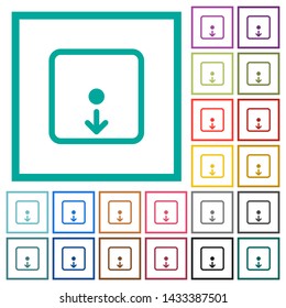 Move object down flat color icons with quadrant frames on white background