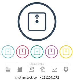 Move object up flat color icons in round outlines. 6 bonus icons included.