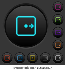 Move object right dark push buttons with vivid color icons on dark grey background