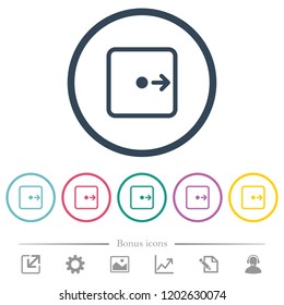 Move object right flat color icons in round outlines. 6 bonus icons included.