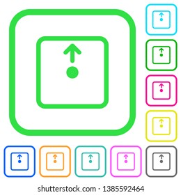 Move object up vivid colored flat icons in curved borders on white background