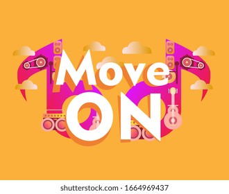 move on, beautiful greeting card background or template banner with music theme. vector design illustration