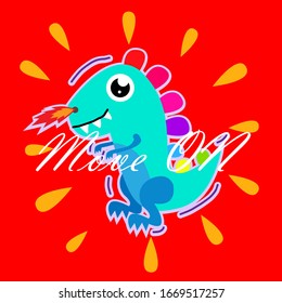 move on, beautiful greeting card background or template banner with dinosaur theme. vector design illustration