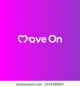 Avanzar en el logo de marca de palabras - Dejando atrás un corazón roto.