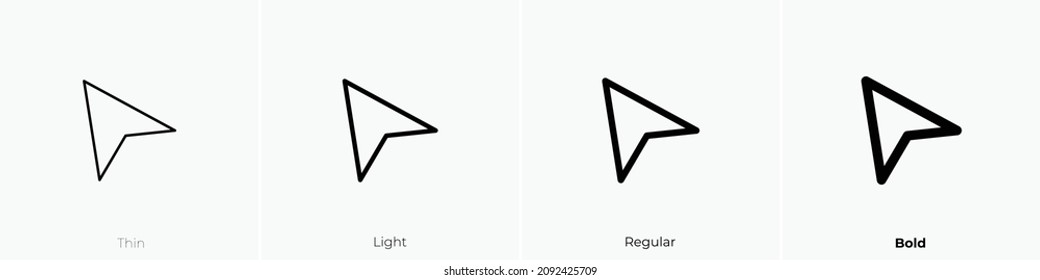 move one icon. Thin, Light Regular And Bold style design isolated on white background