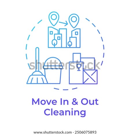 Move in and out cleaning blue gradient concept icon. Residential cleanup commercial. Stuff package. Round shape line illustration. Abstract idea. Graphic design. Easy to use in infographic