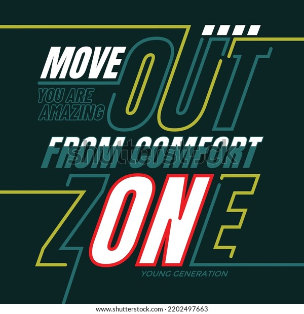 Move Out Comfort Zone Quotes Lettering Stock Vector (Royalty Free