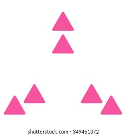 Move Out vector icon. Style is flat symbol, pink color, rounded angles, white background.