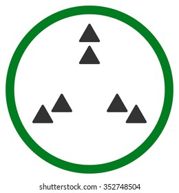 Move Out vector icon. Style is bicolor flat circled symbol, green and gray colors, rounded angles, white background.