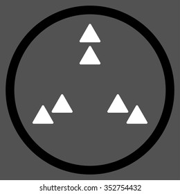Move Out vector icon. Style is bicolor flat circled symbol, black and white colors, rounded angles, gray background.