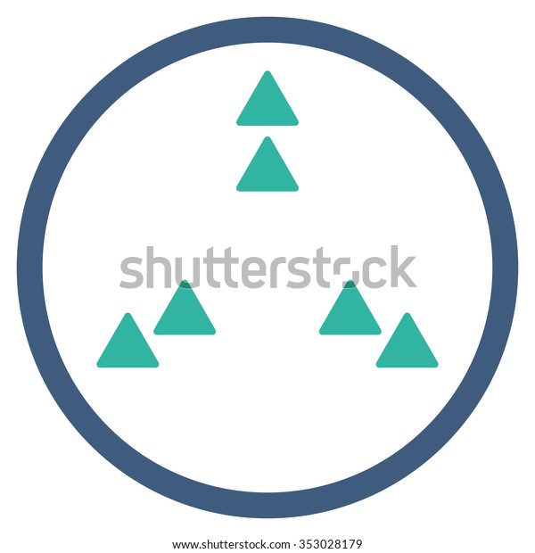 Move Out\
vector icon. Style is bicolor flat circled symbol, cobalt and cyan\
colors, rounded angles, white\
background.
