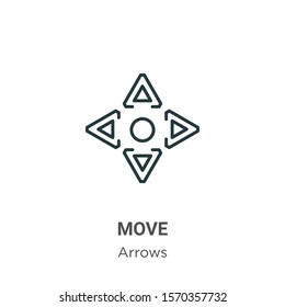 Move outline vector icon. Thin line black move icon, flat vector simple element illustration from editable arrows concept isolated on white background