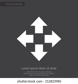 move premium illustration icon, isolated, white on dark background, with text elements 