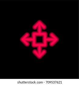 Move red glowing neon ui ux icon. Glowing sign logo vector