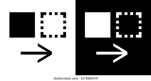 Move to Right. Glyph Icon in White and Black Version.