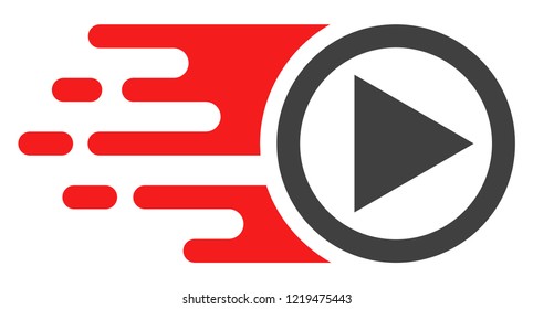 Move right icon with fast rush effect in red and black colors. Vector illustration designed for modern abstract with symbols of speed, rush, progress, energy.