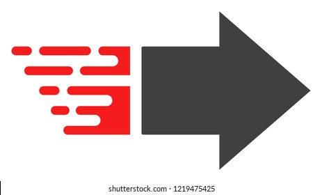 Move right icon with fast speed effect in red and black colors. Vector illustration designed for modern abstract with symbols of speed, rush, progress, energy.