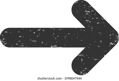 Move right icon with scratched style. Isolated vector move right icon image with scratched rubber texture on a white background.