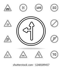 Move right or left icon. road sign icons universal set for web and mobile