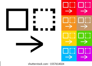 Move to Right. Line Icon With Different Color Background.