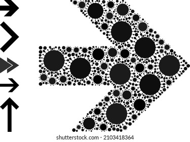 Move right mosaic icon. Vector mosaic is done with scattered bacilla parts. Coronavirus mosaic move right icon, and more icons. Move right mosaic for pandemic images.