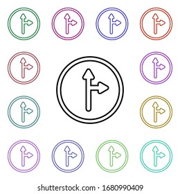 Move right or right multi color style icon. Simple thin line, outline vector of road sign icons for ui and ux, website or mobile application