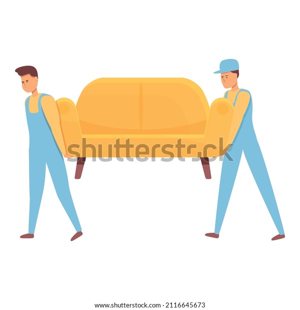 Move sofa icon cartoon vector. House relocation.\
Truck cargo