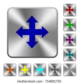 Move tool engraved icons on rounded square glossy steel buttons