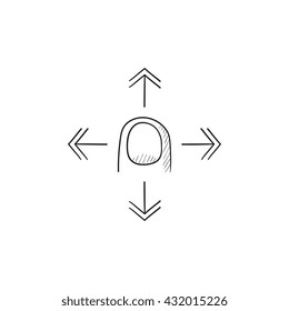 Move touch screen gesture vector sketch icon isolated on background. Hand drawn Move touch screen gesture icon. Move touch screen gesture sketch icon for infographic, website or app.