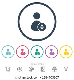 Move user account flat color icons in round outlines. 6 bonus icons included.