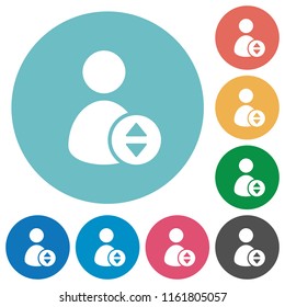 Move user account flat white icons on round color backgrounds
