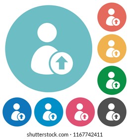 Move up user flat white icons on round color backgrounds