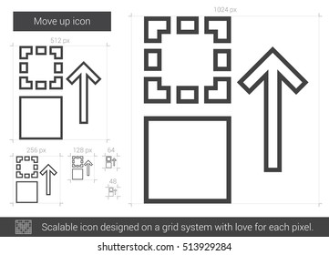 Move up vector line icon isolated on white background. Move up line icon for infographic, website or app. Scalable icon designed on a grid system.