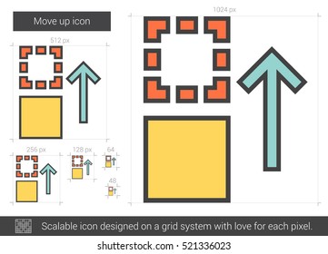Move up vector line icon isolated on white background. Move up line icon for infographic, website or app. Scalable icon designed on a grid system.