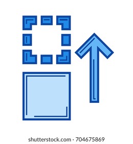 Move up vector line icon isolated on white background. Move up line icon for infographic, website or app. Blue icon designed on a grid system.