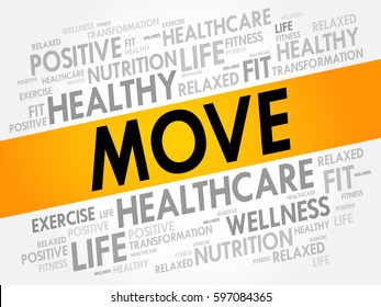 MOVE word cloud, fitness, sport, health concept
