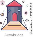 A moveable bridge icon in flat style, drawbridge vector 