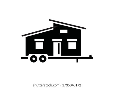 Moveable tiny house. Simple illustration in black and white