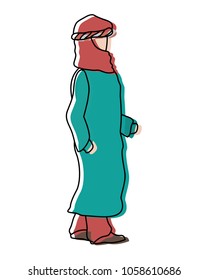 moved color arabic man with turban and robe design
