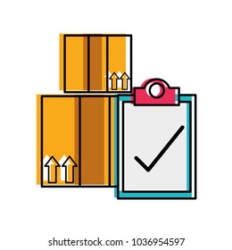 moved color boxes packages with check list clipboard