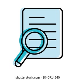 moved color business document paper with magnifying glass