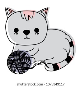 moved color cat pet cute animal with wool ball