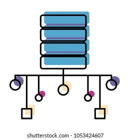 moved color data center hard disk server vector illustration