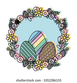 moved color eggs easter decoration with circle flowers design