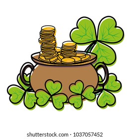 moved color gold coins inside cauldron and clovers plant