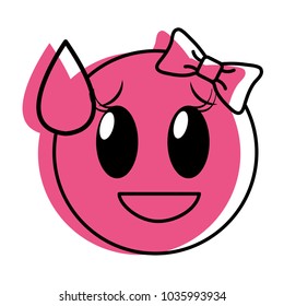 moved color good female emoji expression with ribbon bow